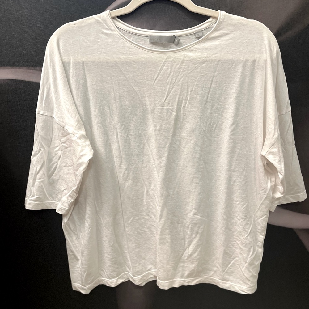 Vince Cotton & Silk Elbow Length T Shirt